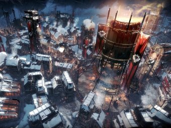 Стоп-кадр из игры «Frostpunk 2».