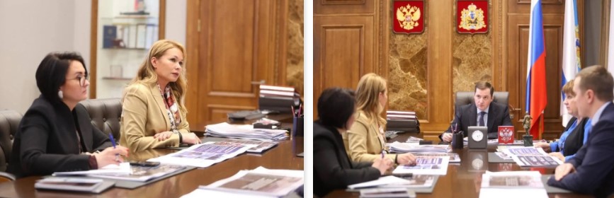 На фото: Юлия Федорова на совещании у губернатора Архангельской области Александра Цыбульского

